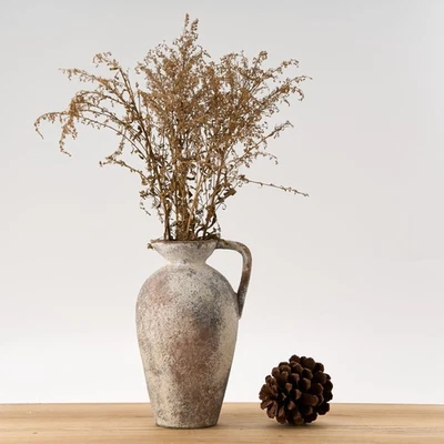 Jarrón rústico de cerámica para granja, florero de terracota de 9,25 pulgadas con mango, T... Foto 1 de 4