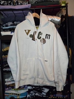 Vintage Y2K Volcom Full Zip-up Embroidered Fleece Lined Skate Hoodie L - Image 1 of 4