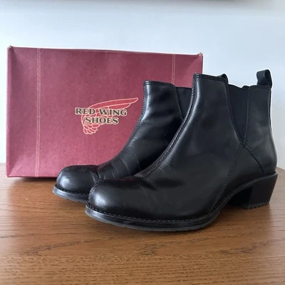 Red Wing 鞋 Kinney Style 4334 踝靴女式 8.5 M 黑色皮革带盒 — 第 1/4 张图片