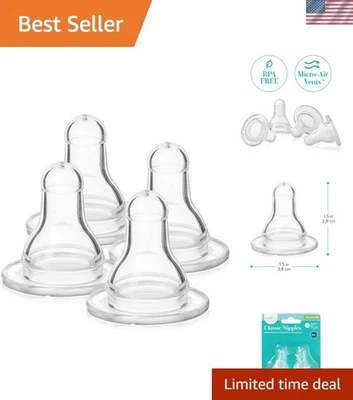 Mamilos clássicos de silicone para bebês com formato gradual, conjunto de 4, cofre para máquina de lavar louça - Imagem 1 de 4