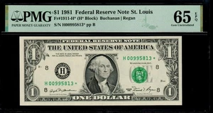1981 $1 ST. LOUIS STAR NOTE PMG 65 EPQ 640K Print Run Fr 1911-H* Gem UNC FRN - Picture 1 of 2