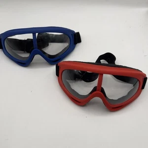 2-Pack Motorcycle Goggles Red & Blue Clear Lens ATV Dirt Bike Motocross - Picture 1 of 2