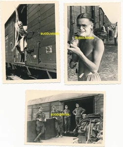 3 Fotos schw.Flak.Abt.115 (Eisenbahn) Bahnhof Orel 1943 Chef und Offiziere - Bild 1 von 2
