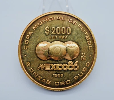 1986 Mexico $2000 Pesos 2 Oz .999 Fine Gold World Cup Soccer Coin .175 - U113 - Image 1 of 4