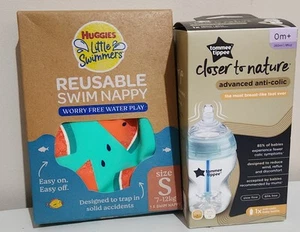 Baby Bundle Tommee Tippee Advanced Anti-Colic Bottle Huggies Little Swimmers NEW - Picture 1 of 3