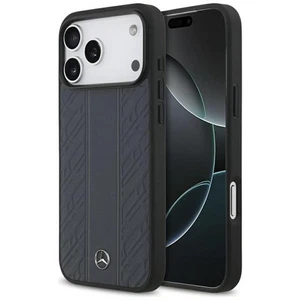 Case Mercedes MagSafe iPhone 17 Pro Max Echtleder blau Logo Stern Metall - Bild 1 von 8