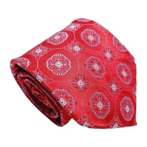 Corbata Ike Behar roja patrón geométrico para hombre corbata de seda tela jacquard - Imagen 1 de 5