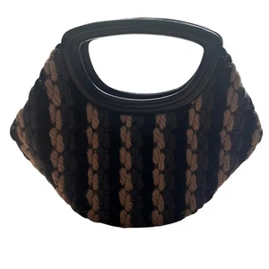 Vintage Koret Italy Woven Purse with Wooden Handle  - Picture 1 of 8