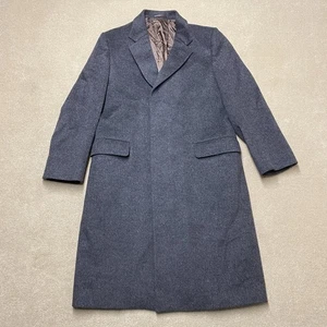 Crombie Tweed Overcoat 40 Men's Grey Heavy Pure New Wool Trench Coat - Picture 1 of 13