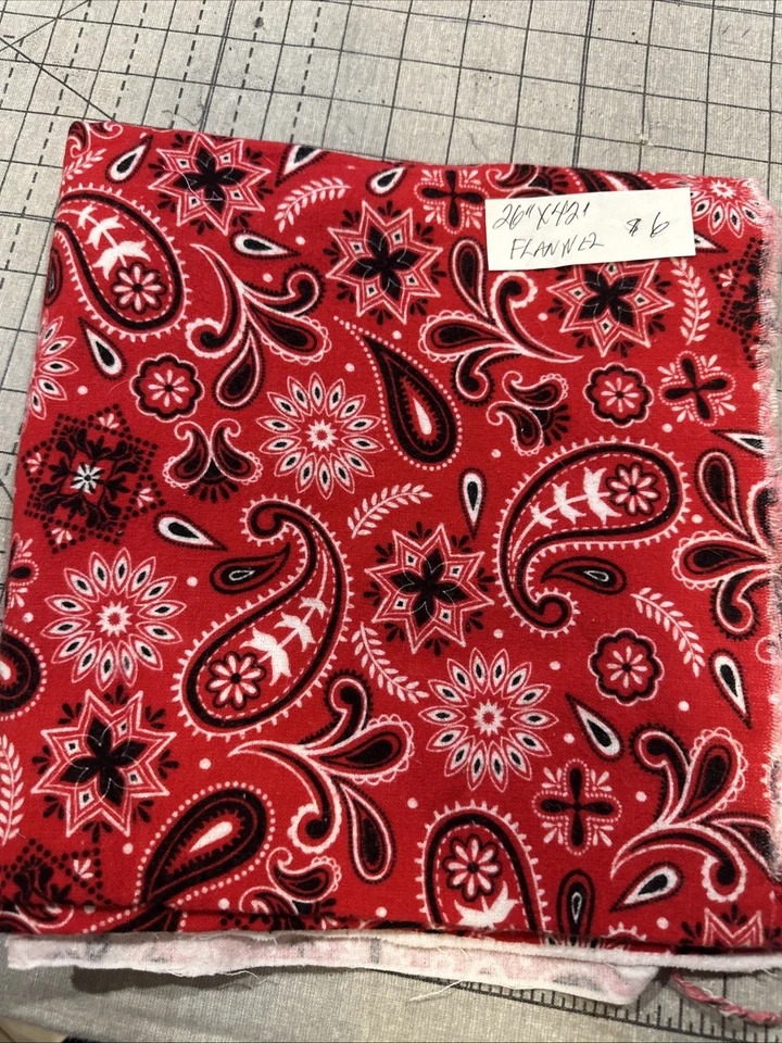 Nursery Flannel red and black bandanna print 26” x 42” - Image 1 of 1