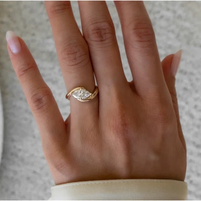 1.50 Ct Marquise D VVS2 Lab Grown Diamond Ring 18K Yellow Gold IGI Certified - Image 1 of 4