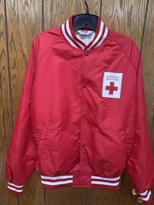 Chaqueta De Colección Cruz Roja Americana Para Hombres XL MVP Bay Shore NY Abrigo Frontal A Presión Años 90 - Imagen 1 de 4