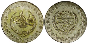 Turkey Mahmud II Silver AH1223 27 (1834) 20 Para UNC Toned.KM# 596 (22 404) - Picture 1 of 3
