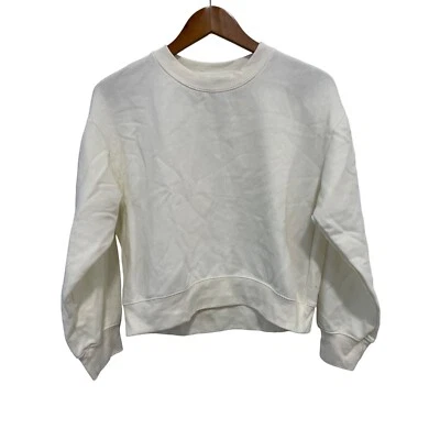 Sudadera Pullover Zara Essential Cuello Redondo Mujer M Recortada Marfil Relajada Foto 1 de 4