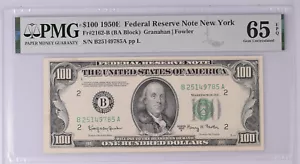 1950E $100 Federal Reserve Note New York FR# 2162-B MS-65 EPQ PMG Certified - Picture 1 of 2