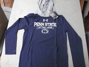 NWT Under Armour Penn State Nittany Lions YMD LS HOODED VHTF CHARGED COTTON MED - Picture 1 of 9