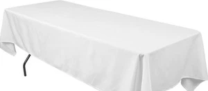 COMMERCIAL CATERING QUALITY HEAVY DUTY COTTON FEEL PLAIN WHITE POLY TABLECLOTHS  - Picture 1 of 2