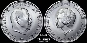 DÄNEMARK, Friedrich IX., 10 Kronen 1968, Hochzeit von Prinzessin Benedikte, Stempelglanz - Bild 1 von 4
