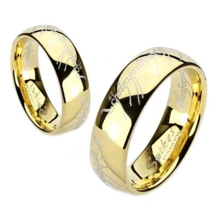 Stainles Steel Ion Plated Gold The One Ring Replica Comfort Fit Band, Eregion - Picture 1 of 1