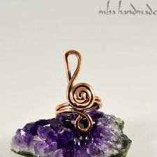 Treble Clef Ring Solid Copper Wire Wrapped Artisan Unique Jewelry - Any Size