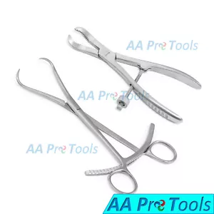 Juego de abrazaderas de sujeción ósea fórceps de reducción de 2 piezas instrumentos quirúrgicos ortopédicos - Imagen 1 de 2