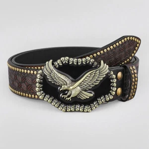 Neu Pu Leder Herren Western Cowboy Gürtel Vintage Taille Gürtelschnalle Gürtel Herren - Bild 1 von 11