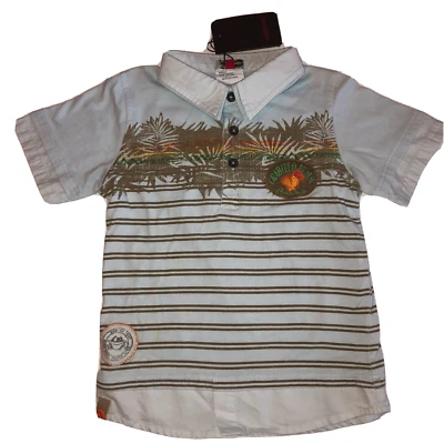 Catimini Boys Shirt 4 Blue Polo Striped Crabillo Beach Layered Short Sleeve NWT - Image 1 of 4
