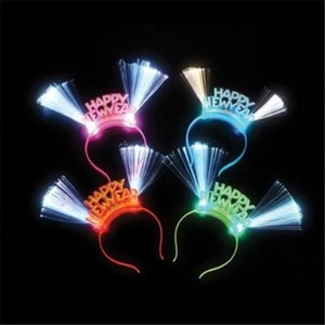 4/PK Flashing Fiberoptic Happy New Year Headband Color may Vary - Picture 1 of 1