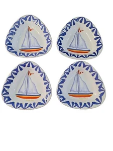 JCD Christopher Vine Melamine Triangle Bowls Nautical Beach 8" Set Of 4 - Picture 1 of 9