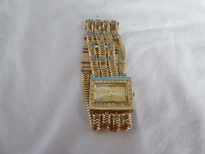 Genoa Womens Watch Rectangular Crystal Accents Chain Bracelet Large Wrist  - Image 1 of 4