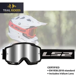LS2 Charger Motorradbrille Enduro Motocross Quad MX Iridium Visier Linse schwarz - Bild 1 von 7