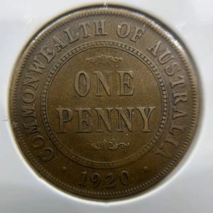 1920 Double Dot Penny Above Below Scrolls - Fine 6 Pearls Coin - Rare Predecimal - Picture 1 of 2