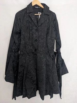 Jawbreaker Fitted Jacquard Coat Ribbon Detail Ladies Black XL 14 Goth Gothic - Image 1 of 4