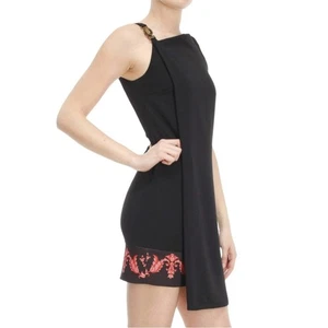 Versace Collection Sleeveless Asymmetrical Cady Wrap Black Mini Dress IT 42 US 8 - Picture 1 of 13