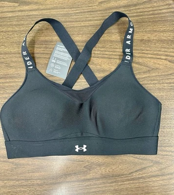 Sutiã esportivo feminino Under Armour infinito preto com alças de logotipo ~ Tamanho M ~ Novo com etiquetas! - Imagem 1 de 4