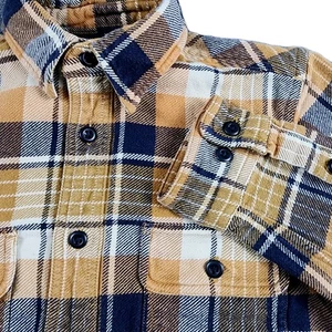 Vintage Filson XS Heavyweight Plaid Flannel Shirt Yellow Blue Button Up Workwear - Picture 1 of 7