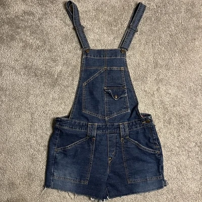 Pantalones cortos para mujer Levi's peto azul denim elástico superbajo talla 9 junior Foto 1 de 4