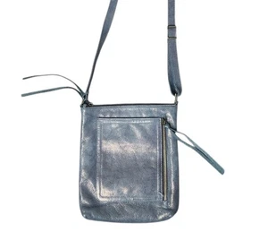 Carla Mancini Bolso de Mano "Emma" Gris Brillante Cuero Italiano Bandolera Cartera - Imagen 1 de 8