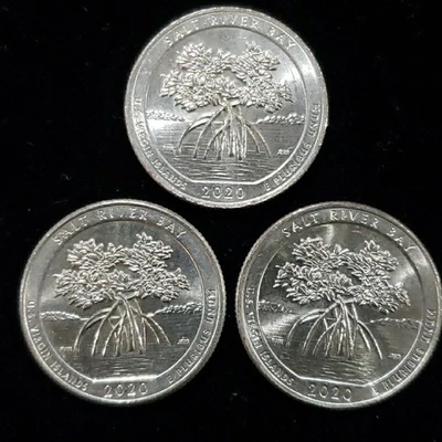 Lot of 3 – 2020-D Salt River Bay 25C Quarters, Circulated America the Beautiful - Image 1 of 4