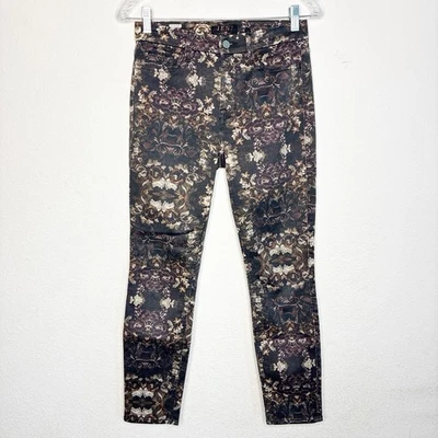 Jen 7 by 7 For All Mankind Floral Black and Brown Ankle Skinny Jeans 2 - Image 1 of 4