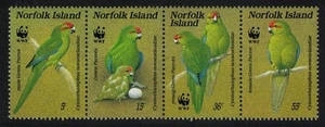 Norfolk Birds WWF Green Parrot strip of 4v 1987 MNH SG#425-428 MI#421-424 - Picture 1 of 1