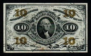 1863 10c 3rd Issue BEAUTIFUL AU+ Washington U.S. Fractional Currency! - Picture 1 of 2