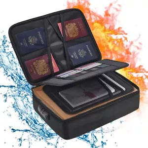 Fireproof Document Bag Portable Travel Safe Box Lockable 3 Layer Laptop Files - Picture 1 of 9