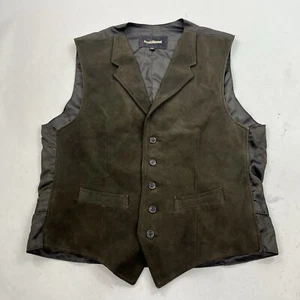 Paul Stuart Green Goat Suede Leather Vest Waistcoat Made USA Size Medium - Picture 1 of 10