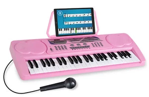 B-WARE Digital 49 Tasten Einsteiger Keyboard E-Piano 16 Sounds 10 Rhythmen Pink - Bild 1 von 12