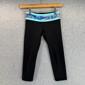 Ivivva Girls Lululemon Size 8 Leggings Reversible Black Blue Watercolor FLAWS - Picture 1 of 16