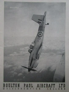 9/1953 PUB BOULTON PAUL AIRCRAFT BALLIOL RAF BASIC TRAINER AVION ORIGINAL AD - Foto 1 di 1
