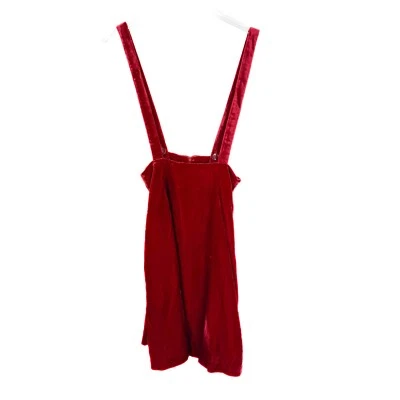 NWT Modcloth Crushed Velvet Suspender Skirt Holly Berry Red Size Small S NEW - Image 1 of 4
