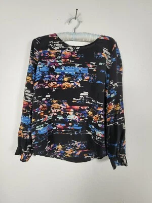 Blusa Yumi Kim Mujer Zama Seda Negra Multi Pequeña Floral Rayas Manga Larga Foto 1 de 4