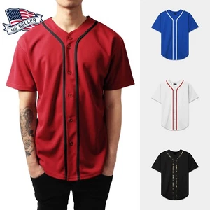 Camiseta Lisa de Béisbol para Hombre Raglan Uniforme de Equipo Lisa Hipster con Botones - Imagen 1 de 26